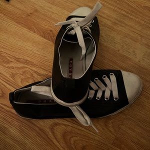 Prada Black Leather Sneakers